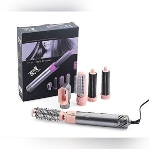5-in-1 Hot Air Styler Set - Pink and Gray